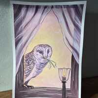 Barn owl. Original painting