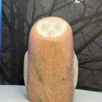 Marble Carving Owl Sculpture attributed to Charles C.R. Schiefer Folk Art Stone Carved Owl Sculpture