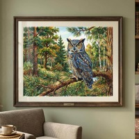 The Owls by CrayativeMotif. Colorful wildlife illustrations -- digital download only--