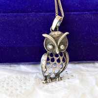 Vintage Sterling Silver Necklace Owl Pendant, Birds Silver Jewelry