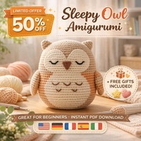 Sleepy Owl Crochet Pattern (En/De/Fr/Es/It), Owl Amigurumi Pattern PDF, Cute Owl Kids Toy Pattern, D