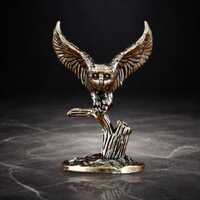 Figurine Hibou en Laiton sur Branche &ndash; Statue Hibou Vintage, Mini D&eacute;coration Animale, O