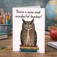 Owl Teacher Appreciation Card, Printable Animal Themed Thank You (Digital Download)