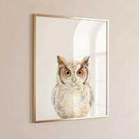 Watercolor Baby Owl Print, Woodland Nursery Wall Art, Cute Owlet Illustration, Boho Bird Decor, Fore