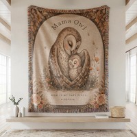 Mama Owl Blanket, Personalized Mom Blanket, Owl Mom Gift, Woodland Nursery Blanket, Custom Mother