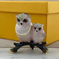 Faberge Style Owl Figurine, Enamel & Swarovski Crystals, Ukrainian Gift