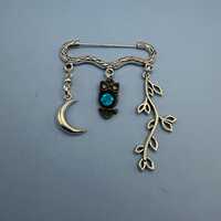One of a Kind Owl Brooch Pin | Moon Jewelry | Nature Lover Gift | Charm Kilt Pin