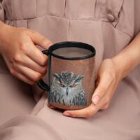 Owl mug, owl coffee mug, bird lover gift, owl art mug, animal lover mug, bird watcher gift, whimsica