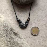Hand Carved Sea Stone Owl Necklace: Bohemian Engraved Stone Jewelry