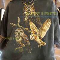 Vintage Owls 90S Graphic Style Comfort Colors&reg; Tshirt, Retro Night Bird Faded Tees, Nature Anima