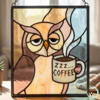 Digital Download OWL Stained Glass Pattern, Modern Suncatcher, Diy Stained Glass