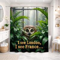 Owl Shower Curtain Neo Traditional Jungle Bird Quote Green Brown Bohemian Bathroom Decor