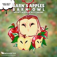 BARN'S APPLES - Barn Owl and Apples! | Epoxy Acrylic Keychain, Bird, Fruit