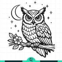 Celestial Owl Svg Png, Moon and Stars Svg, Night Bird Svg, Mystical Owl Svg, Owl Clipart, Boho Owl S