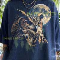 Great Horned Owl Night Full Moon Wildlife Nature Lover Comfort Colors&reg; Tshirt, Bird Of Prey Vint
