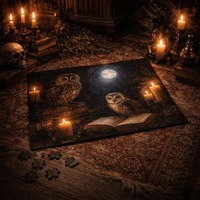 Gothic Witchy Jigsaw Puzzle | Owl, Moon, Books and Candles Art Design Illustration 110, 252, 520, 10
