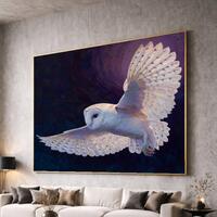 Majestic Barn Owl in Flight Canvas, Night Sky Wall Art, Wildlife Decor, Detailed Bird Illustration, 