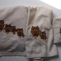 Vintage Owl Towel Bath Hand Wash Cloth 3 Piece Vintage Set Martex 1970s Set