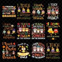 I Teach the Cutest Owls Png Bundle, Teacher Owl Quote PNG, Fall Classroom Sublimation, Cute Preschoo
