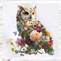 Owl Fabric Panel - Floral Owl Fabric Panel - Quilt Panel - Quilting Fabric - Print on Fabric - Small
