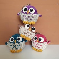 Handmade chubby owl key chain plushie | Small crochet toy | Ideal gift for bird lovers