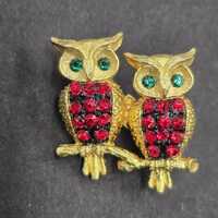 Twin Owl Pin, Signed