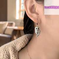 Sterling Silver Owl Hoop Drop Earrings, Wildlife Inspired Bird Accessory