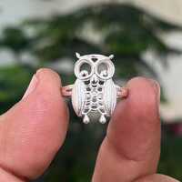 Sterling Silver Owl Ring, Detailed Animal Jewelry, Nature Inspired, Adjustable Band