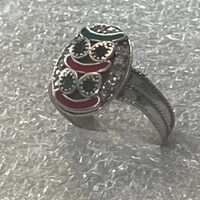 Solid Sterling Silver Adjustable Colorful Owl  Toe Ring with stone.