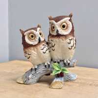Vintage Owls On a Branch Figurine Andrea by Sadek, Owl by Andrea 6307