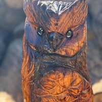 2.5ft Horned Owl Chainsaw Carving