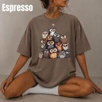 Owl Tower: Stacked Cartoon Owls, Comfort Color ,Owl Shirt, Woodland Shirt, Nostalgic Tee, Whimsical 