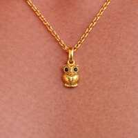 Owl 18k Gold Pendant Necklace for Men