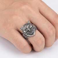 Celtic Owl Ring Norse Viking Jewelry Sterling Silver Animal Design Wisdom Symbol Gift for Him Her Me