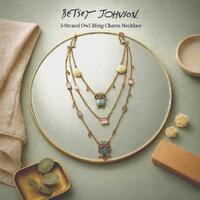 Betsey Johnson Vintage 3‑Strand Owl Charm Necklace, Signed, Hard to Find