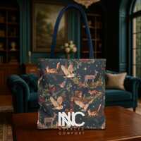 Woodland Owls Foxes Deer Cardinals Tote Bag | Cottagecore Forest Animals