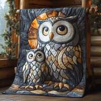 Owl Moon Quilted Blanket, Rustic Owl Throw, Woodland Animal Quilt, Cozy Cabin Decor, Owl Lover Gift