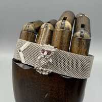 Vintage Sarah Coventry Nocturne Owl Mesh Bracelet, 1970s Costume Jewelry, Purple Rhinestones