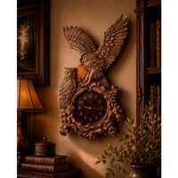 Owl Wall Clock in Carved Wood, Cabin Wall Decor, Cottagecore Clock and Nature Lover Gift for Rustic 