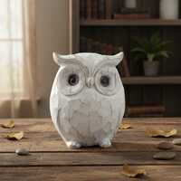 Rustic Carved Owl Figurine-Chubby Owl Decor for Shelf, Desk, Cabinet, or Fireplace Mantel