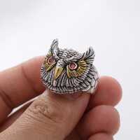 Bohemian Owl Ring Sterling Silver Handcrafted Statement Jewelry Womens Bird Ring Unisex Nature Inspi