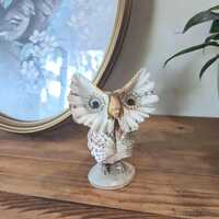Vintage Handmade shell owl figurine seashell art coastal beach decor nautical owl sculpture ocean de