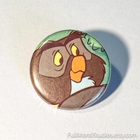 OWL - 1.25" Pinback Button Handmade from Vintage Children's Books - One of a Kind Button Pi