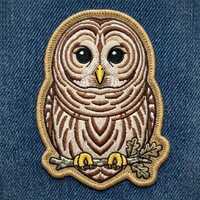Realistic Owl Iron On Patch - Detailed Forest Bird Embroidered Badge - Nature Inspired Owl Applique