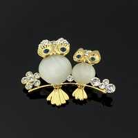 Owl Brooch Gold Crystal Cute Animal Gift