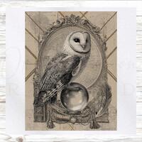 Owl Fabric Panel - Gothic Fabric Panel - Quilt Panel - Quilting Fabric - Quilting Square - Small Qui
