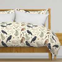 Watercolor Owls Bedding - Lucid Dreams - Woodland Floral Mystical Wildlife Printed Duvet Cover OR Pi