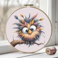 Owl, Cross, Stitch, Pattern, Funny, Cartoon, Bird, Embroidery, Design, Printable, Animal, Needlework