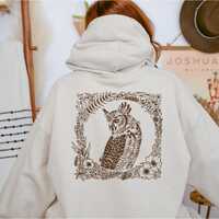 Woodland Owl Hoodie, Botanical Nature Inspired Sweatshirt, Cozy Forest Pullover