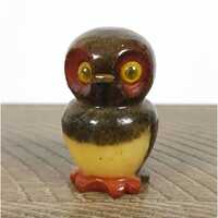Vintage Miniature Owl Figurine, Carved Stone